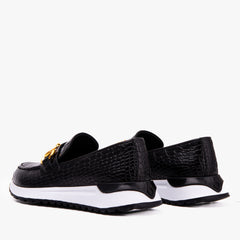 The Milan Black Croc-Embossed Leather Sneaker All New