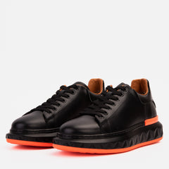 The Linq Black Orange Leather Sneaker For Sale