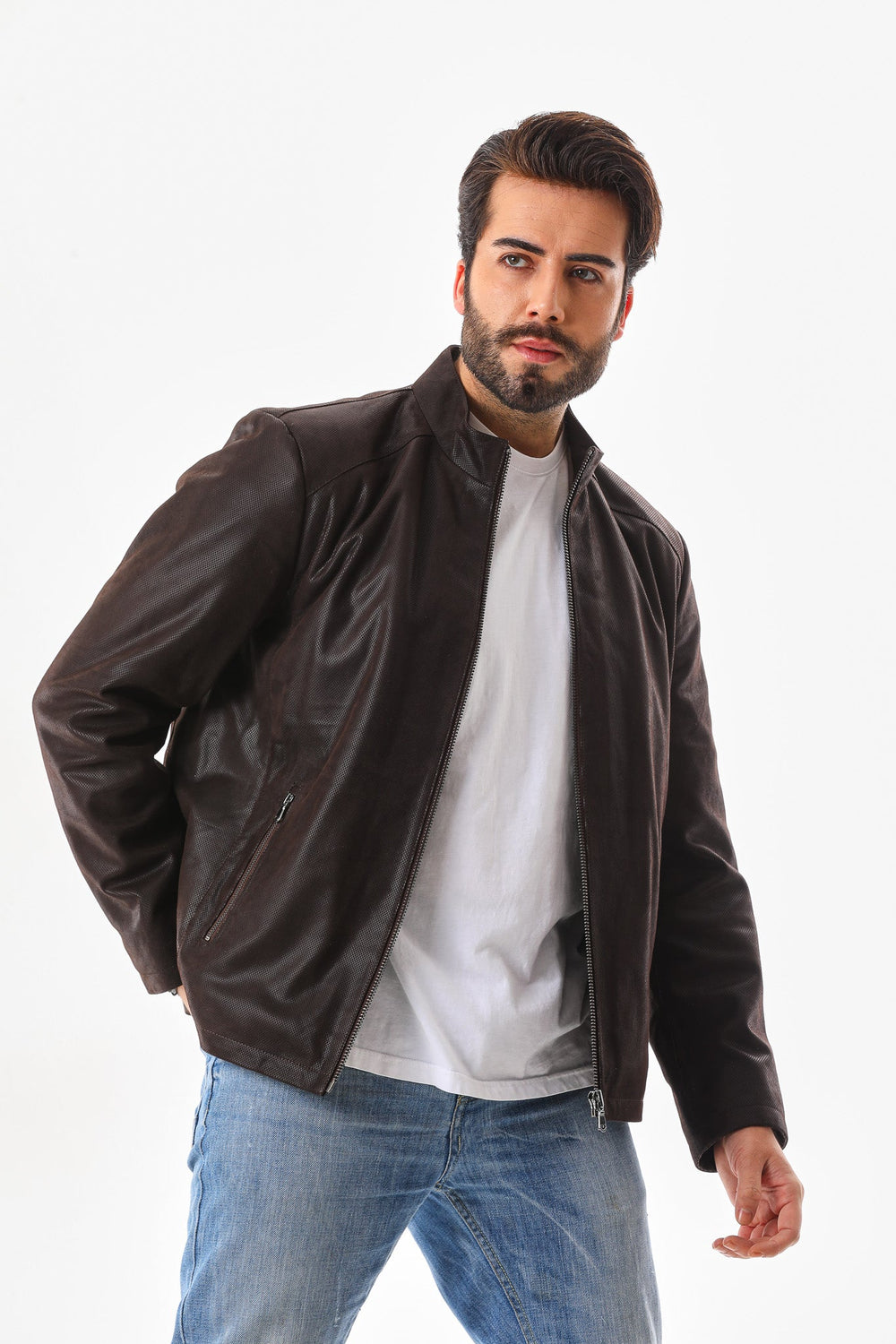 The Modena Matte Espresso Leather Jacket On Sale