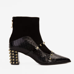 The  Valentina Leather Block Heel Boot For Sale