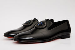 The Pombe Black Patent Leather Dress Slip-on Loafer  Shoe For Sale